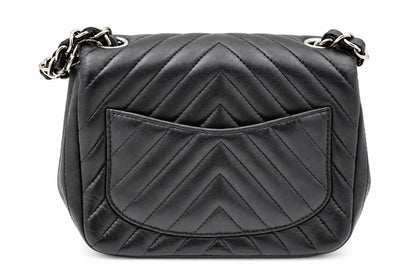 Chanel Chevron Quilted Leather Flap Bag Black SHW