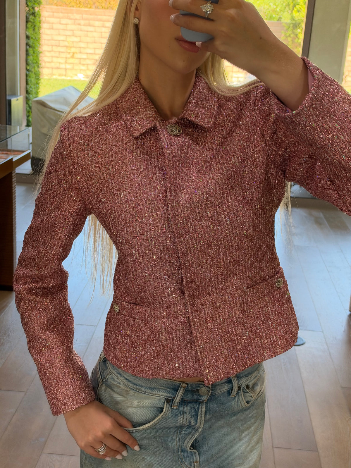Gucci Pink Crystal GG Jacket