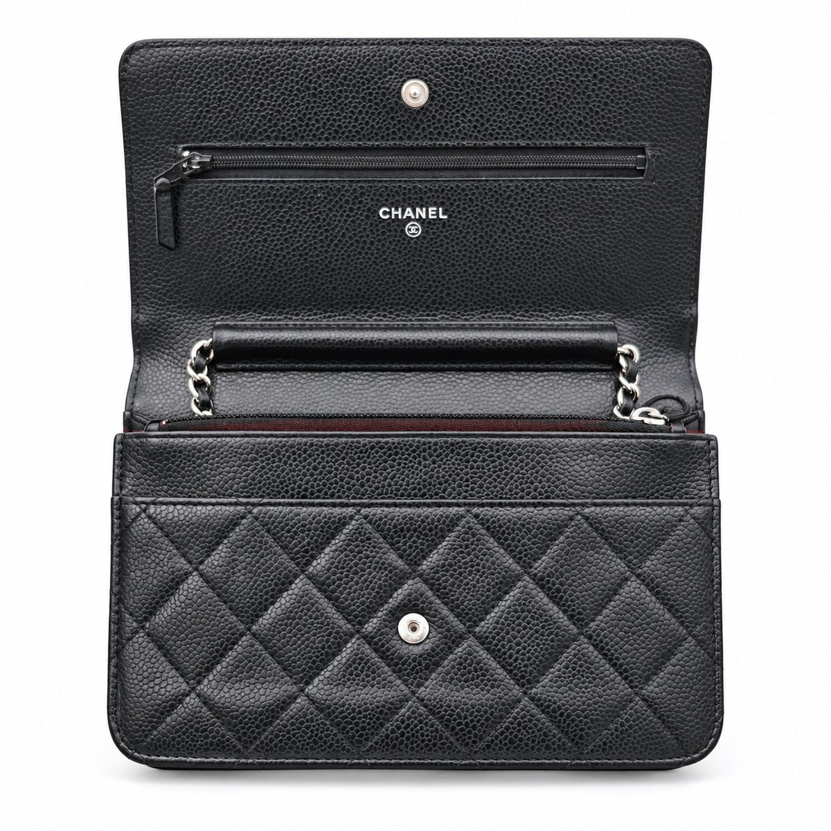 Chanel Quilted Caviar Leather Wallet on Chain Black SHW