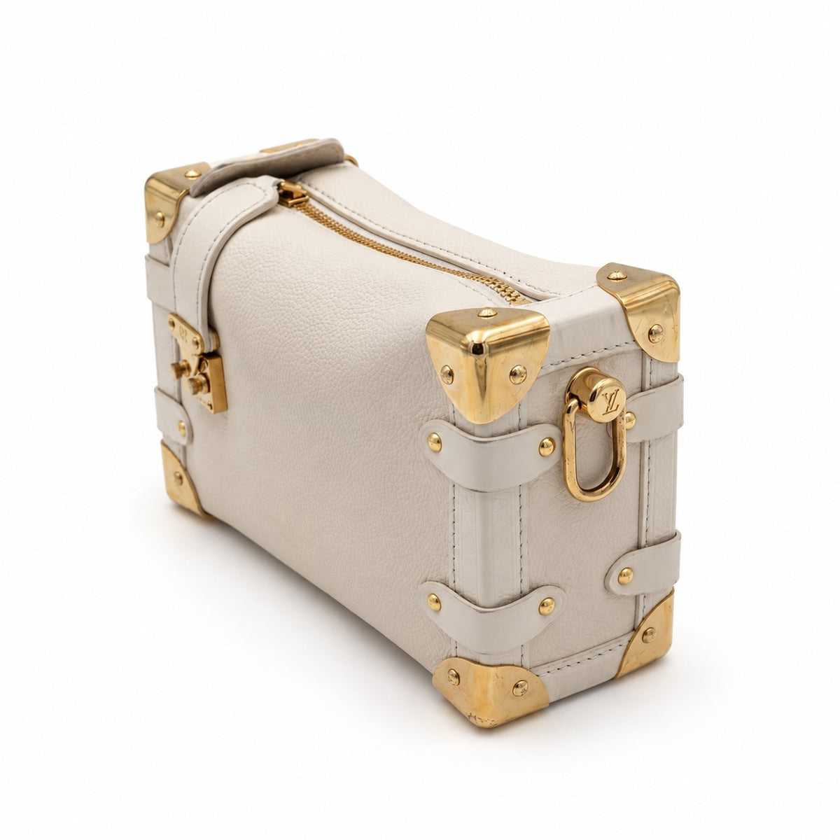Louis Vuitton Grained Calfskin Side Trunk PM Chalk GHW