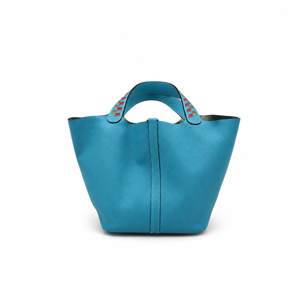 Hermès Leather Tressage de Cuir Picotin Lock 22 Bag Blue SHW