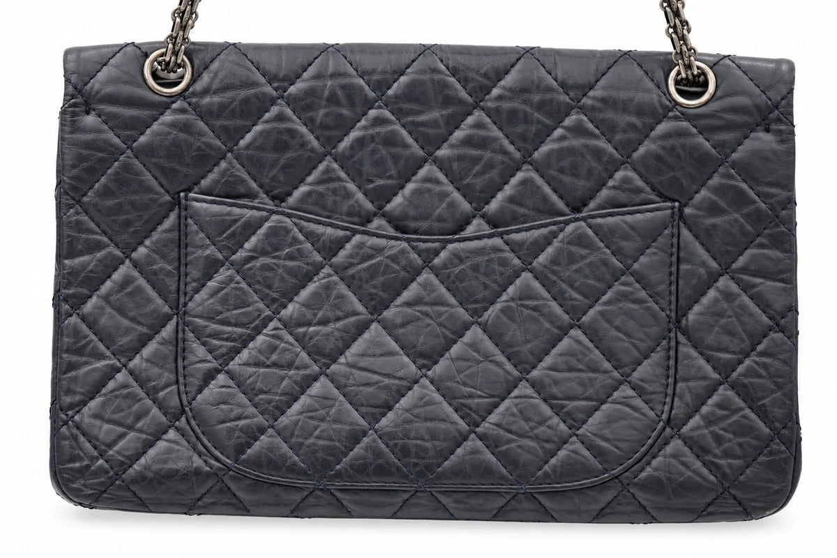Chanel Quilted Leather Reissue 227 Double Flap Navy SHW
