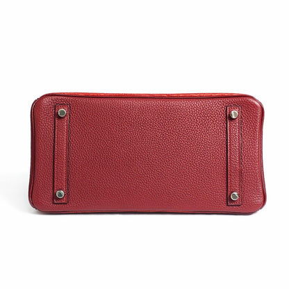 Hermès Birkin 30 55 Rouge Togo & Matte Alligator, Palladium Hardware , R stamp in square, PHW