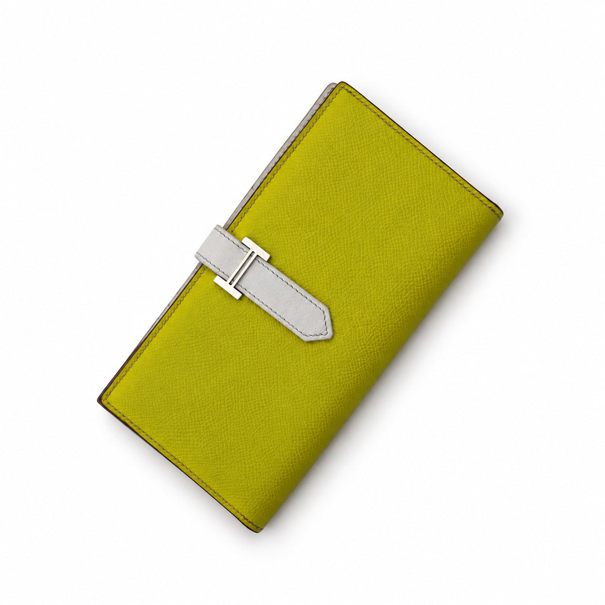 Hermès Leather Béarn Wallet Yellow White PHW