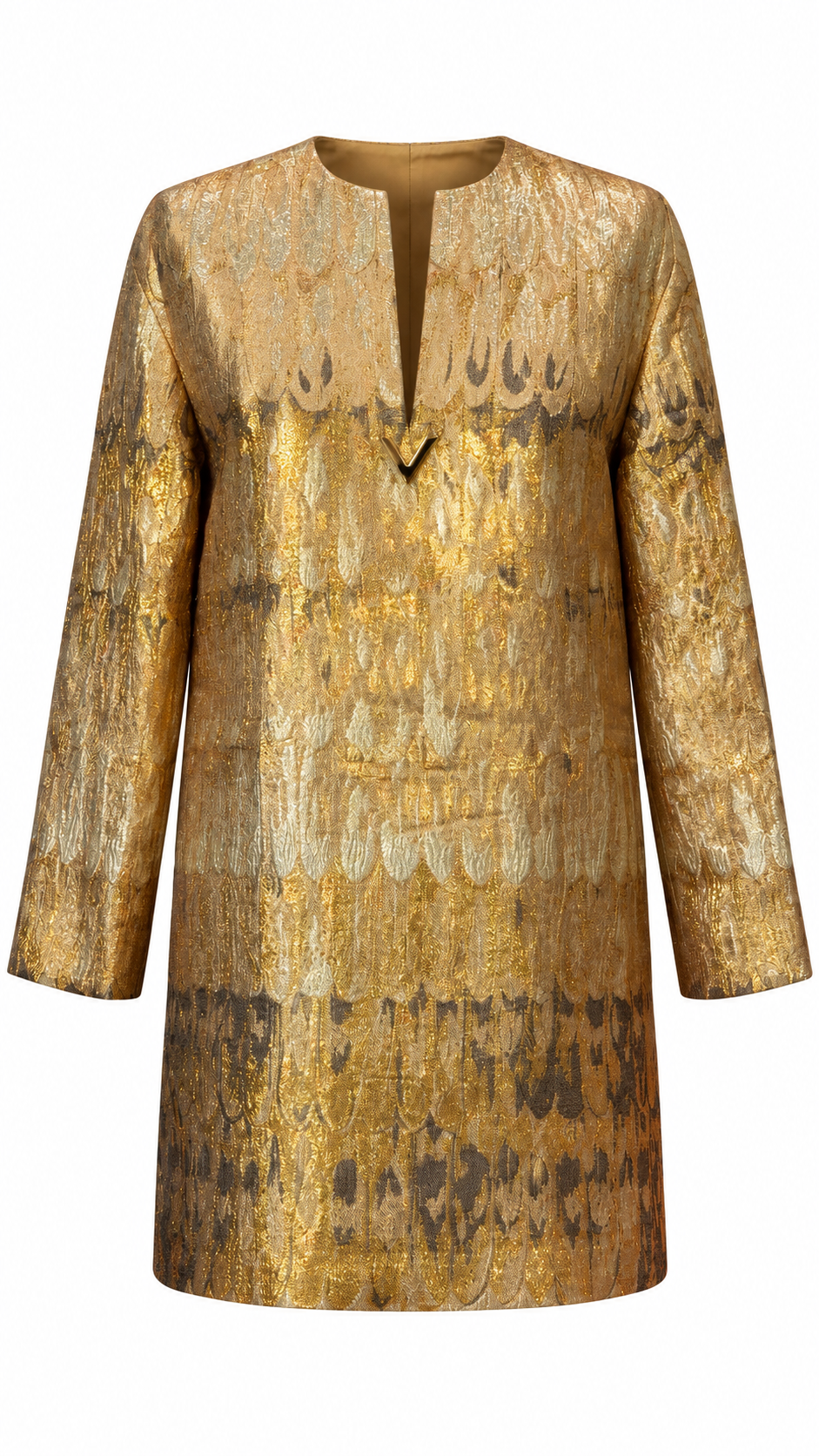 Valentino Gold Embroidered V Dress