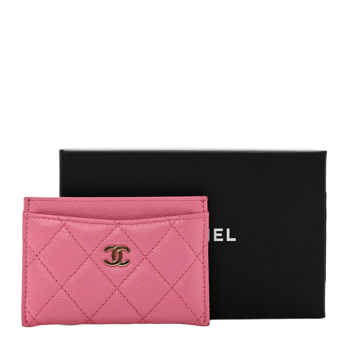 Chanel Caviar Quilted Card Holder Pink