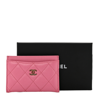 Chanel Caviar Quilted Card Holder Pink