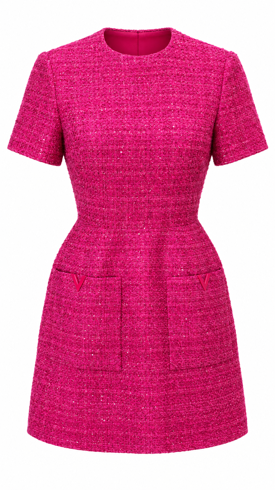 Valentino Fuchsia Sequin Tweed Dress