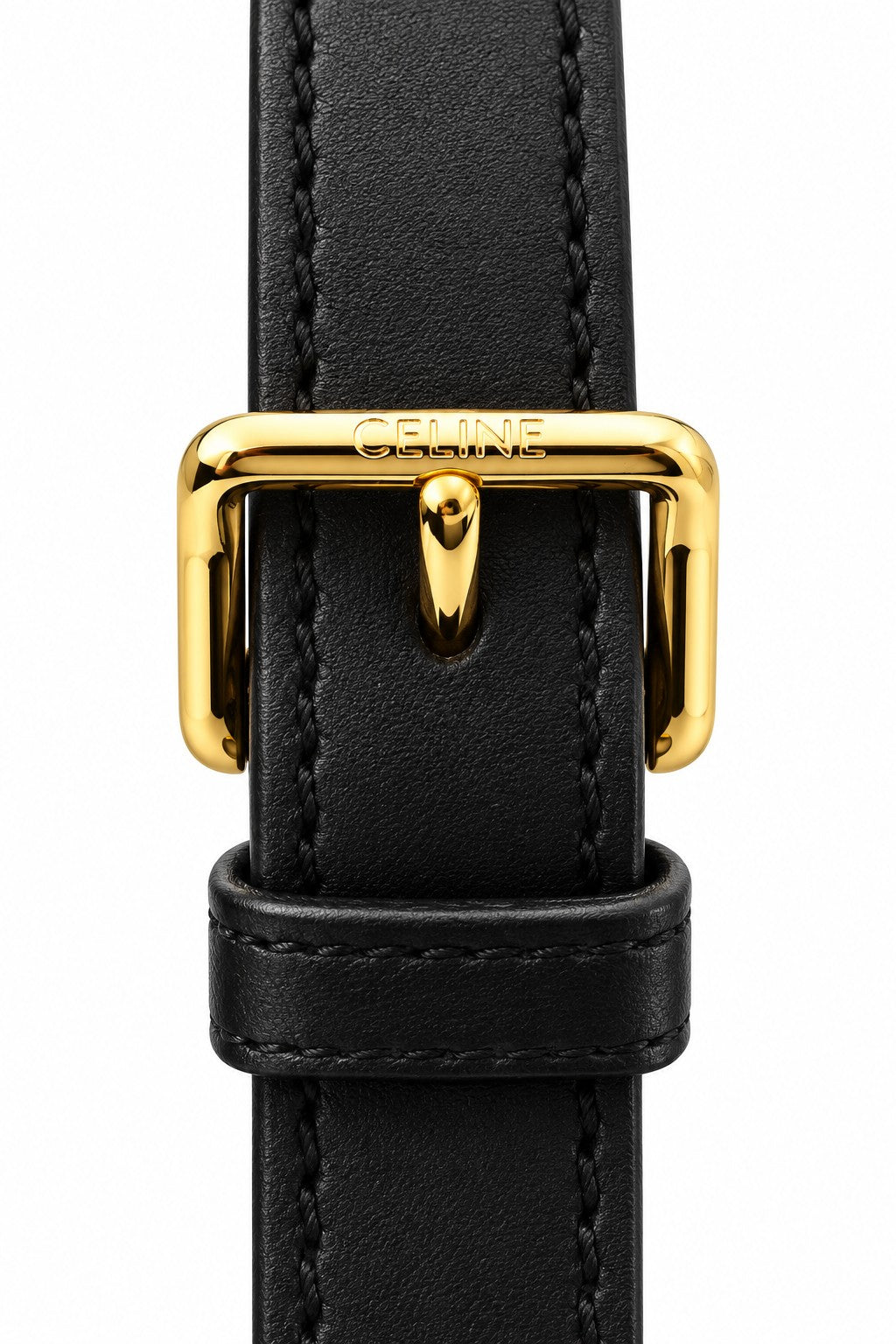 Celine Leather Triomphe Bucket Bag Black