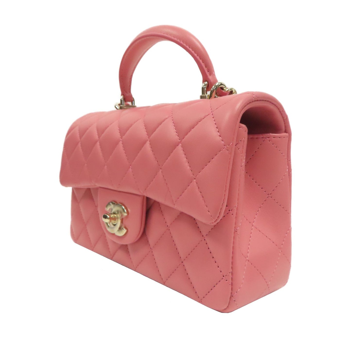 Chanel Rectangular Mini Top Handle Flap Bag Pink