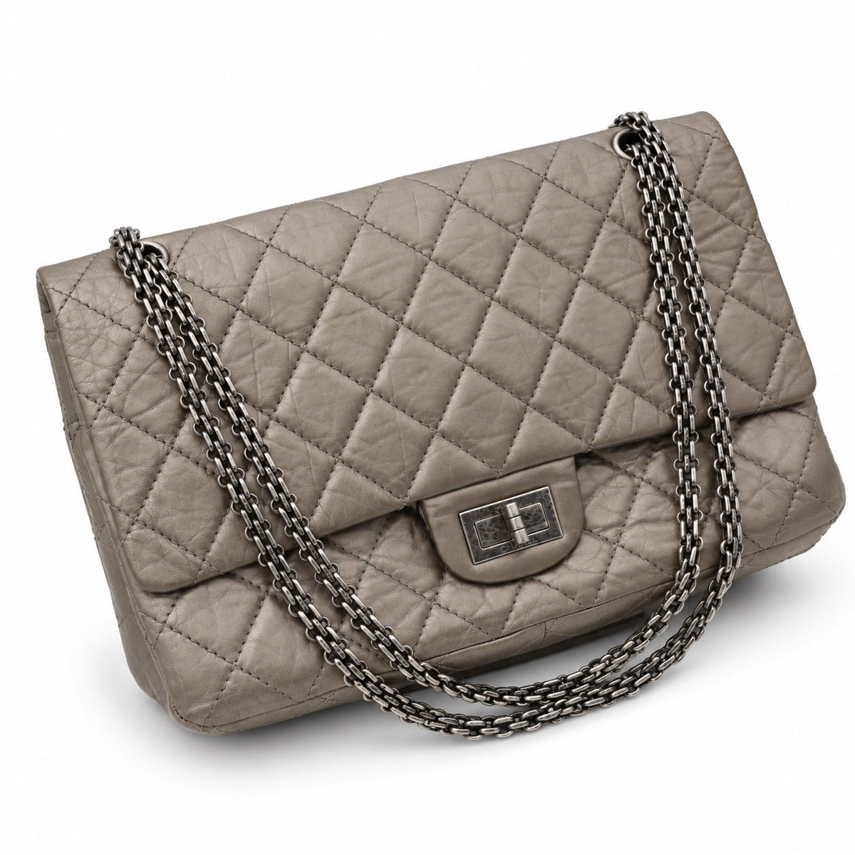 Chanel Metallic Quilted Leather 2.55 Reissue Flap Bag Silver SHW