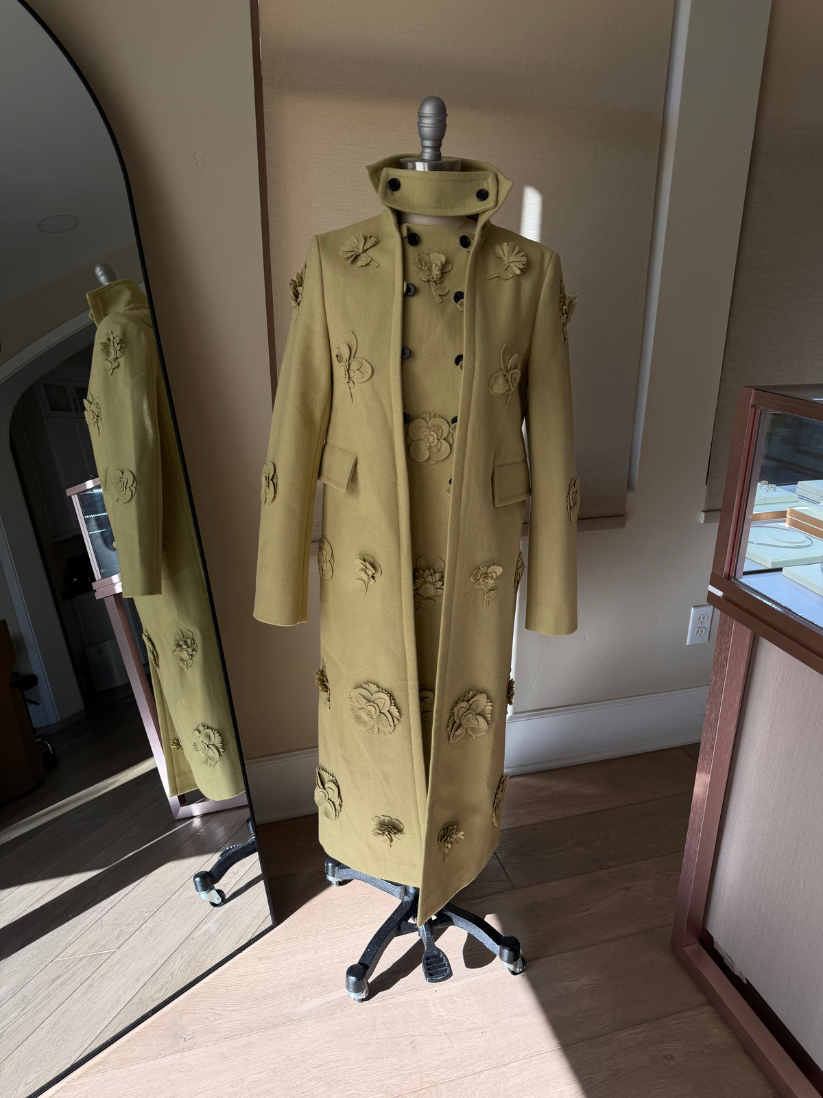Valentino Limited Edition Avocado Floral Wool Coat