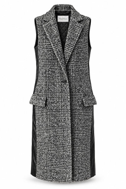 Max Mara Black & White Sleeveless Long Coat