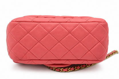 Chanel Quilted Leather Flap Bag Pink GHW