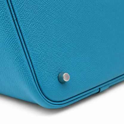 Hermès Leather Tressage de Cuir Picotin Lock 22 Bag Blue SHW