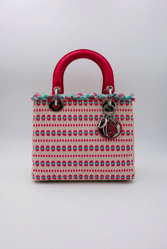 Dior Medium Woven Lady Dior Pink