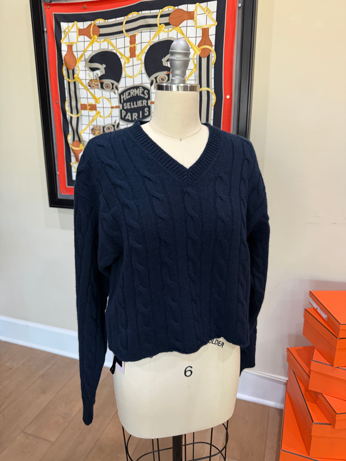 Miu Miu Midnight Blue Jacquard Wool Knit Sweater