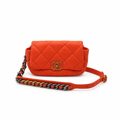 Chanel 19 Orange Quilted Chain Belt Bag