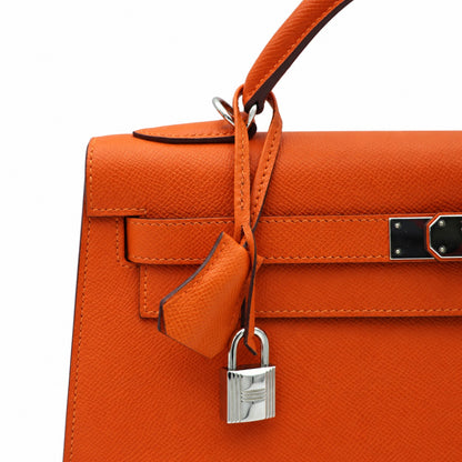 Hermès Kelly 32 Bag Feu Color, Epsom Leather with Palladium Hardware
