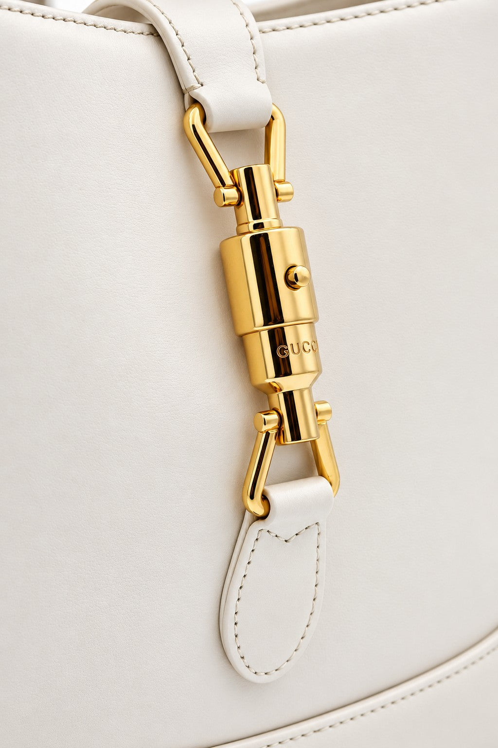 Gucci Leather Jackie Shoulder Bag Ivory GHW