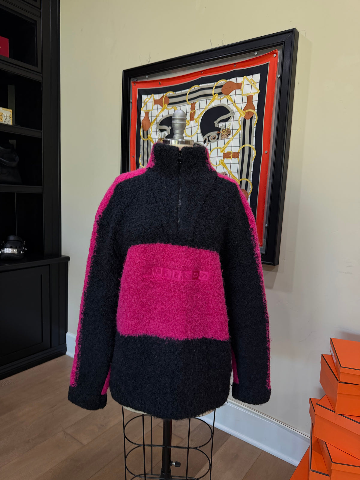 Louis Vuitton Contrast Logo Half-Zip Teddy Sweater