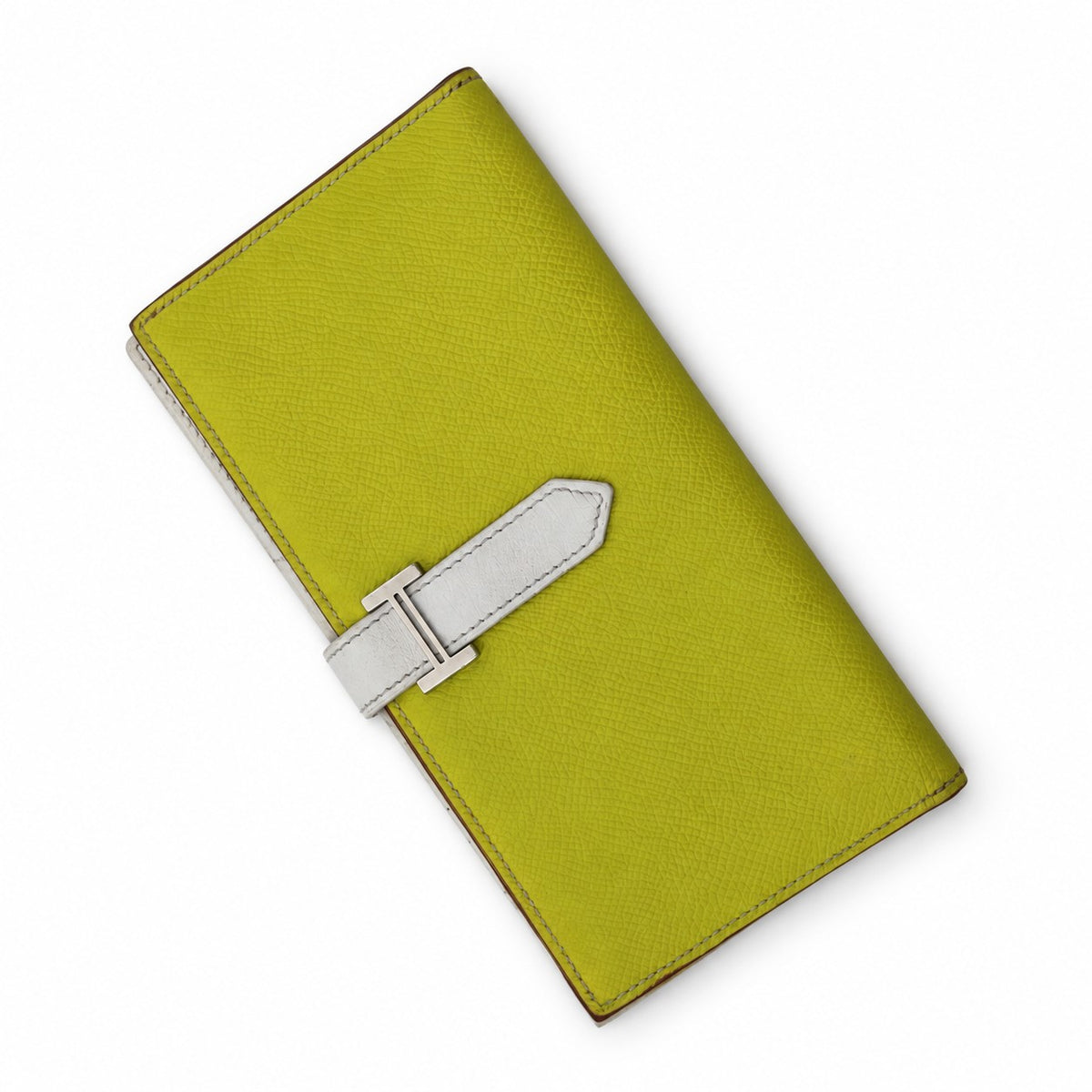 Hermès Leather Béarn Wallet Yellow White PHW