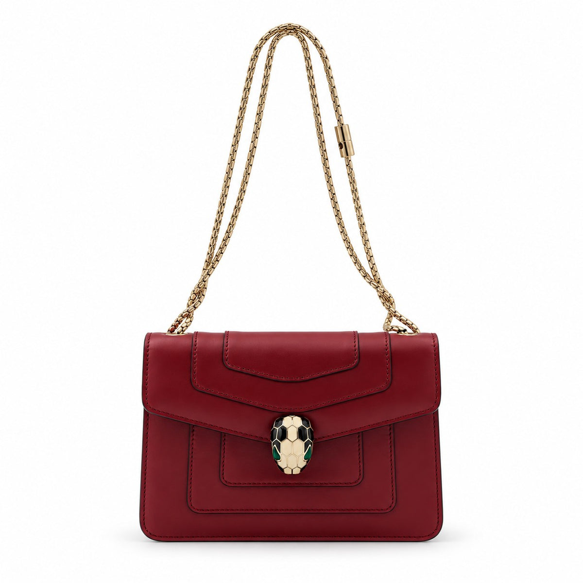 Bvlgari Leather Serpenti Forever Shoulder Bag Burgundy