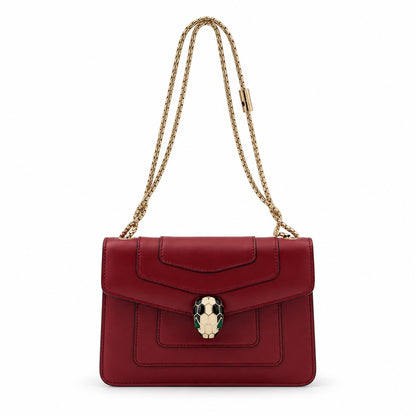 Bvlgari Leather Serpenti Forever Shoulder Bag Burgundy