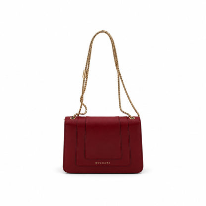 Bvlgari Leather Serpenti Forever Shoulder Bag Burgundy