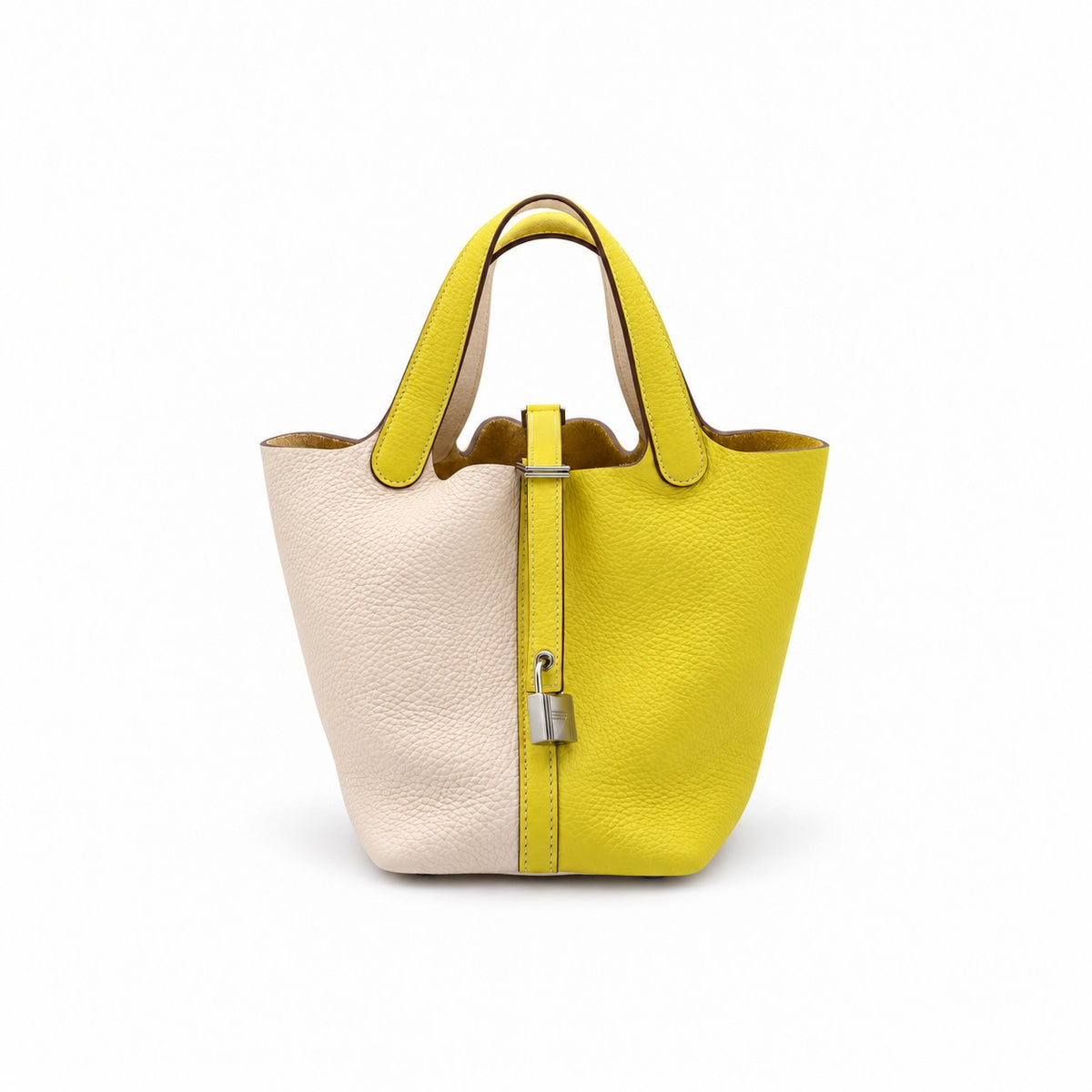 Hermès Leather Picotin Lock 18 Bag Yellow White SHW