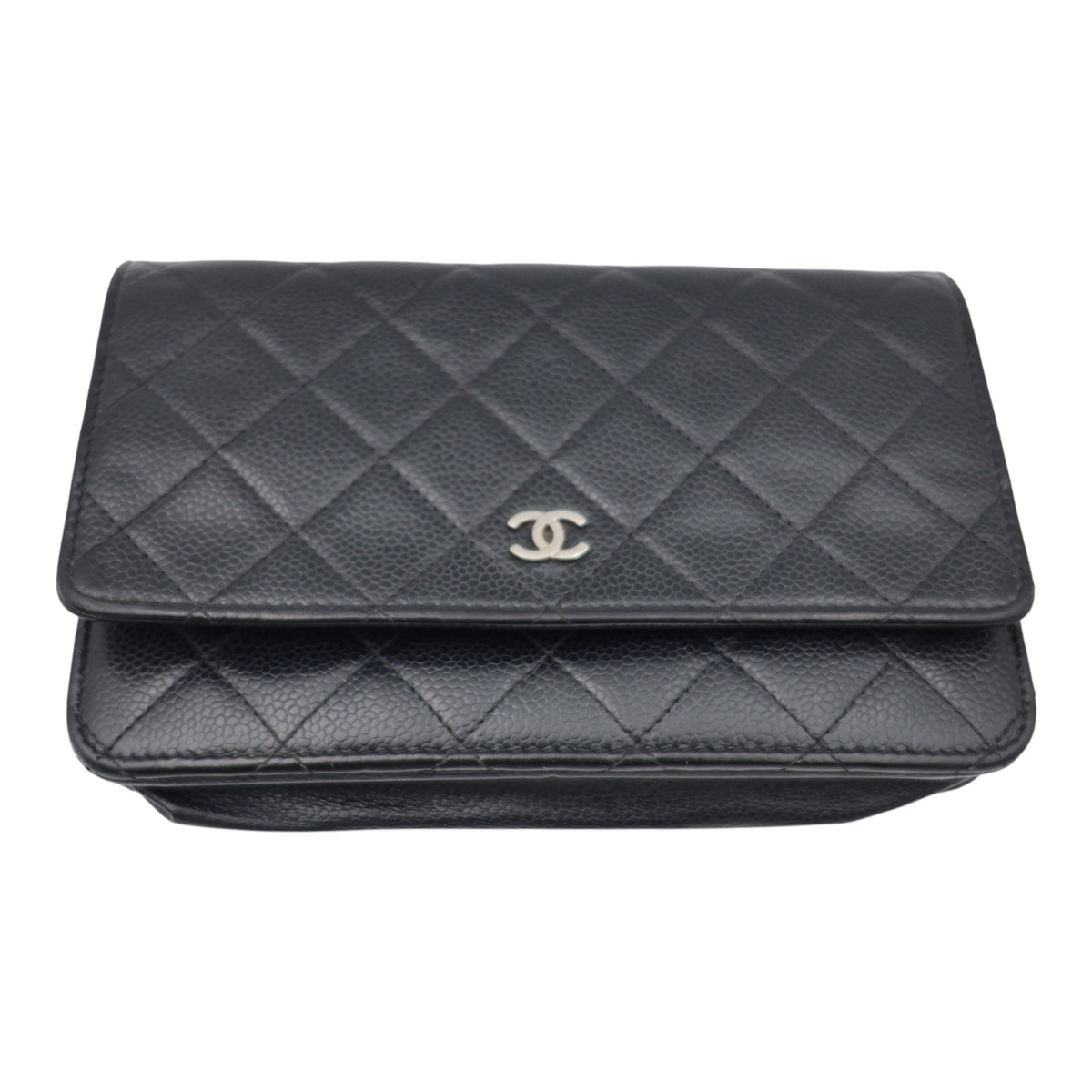 Chanel Quilted Caviar Leather Wallet on Chain Black SHW