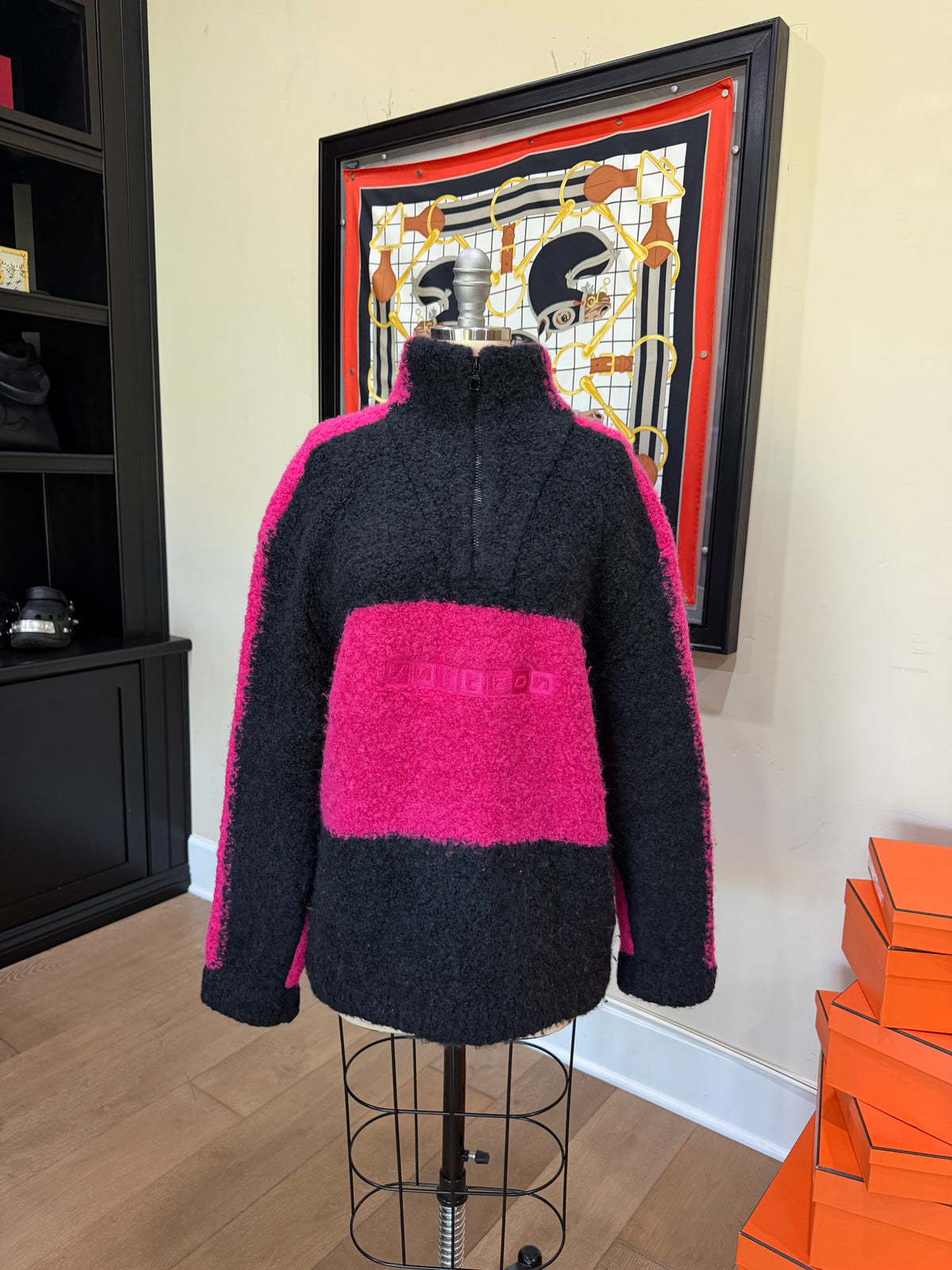 Louis Vuitton Contrast Logo Half-Zip Teddy Sweater