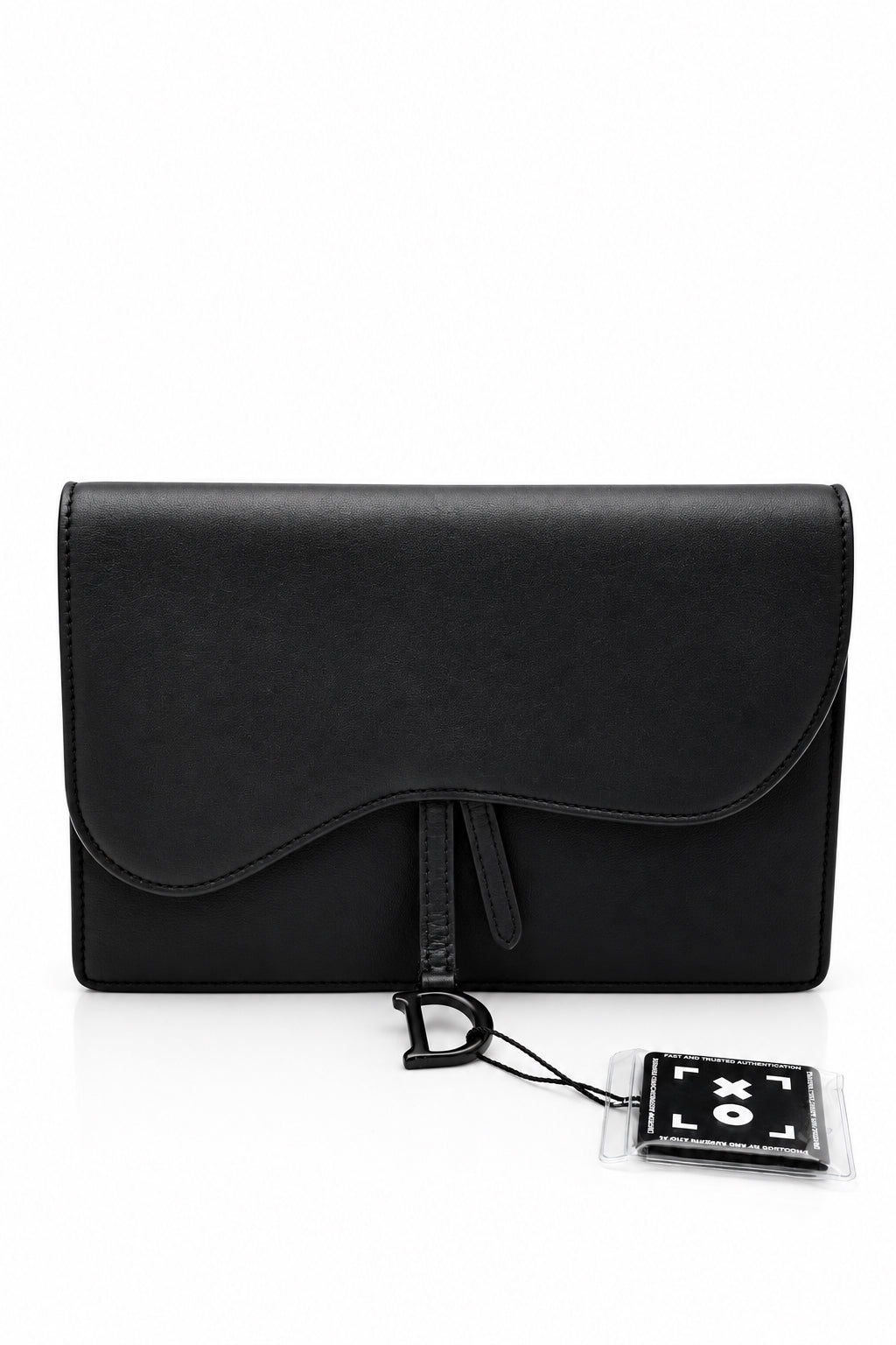 Dior Ultramatte Calfskin Saddle Wallet on Chain Black Black Hardware