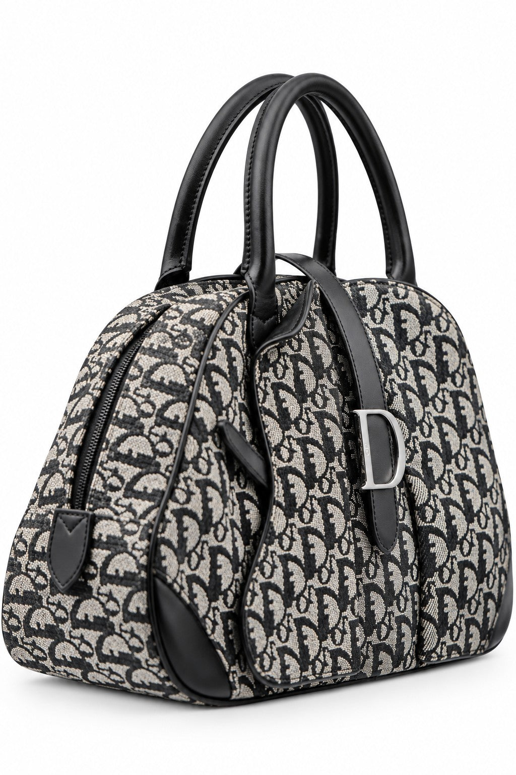 Dior Diorissimo Canvas Frame Satchel Navy Beige SHW
