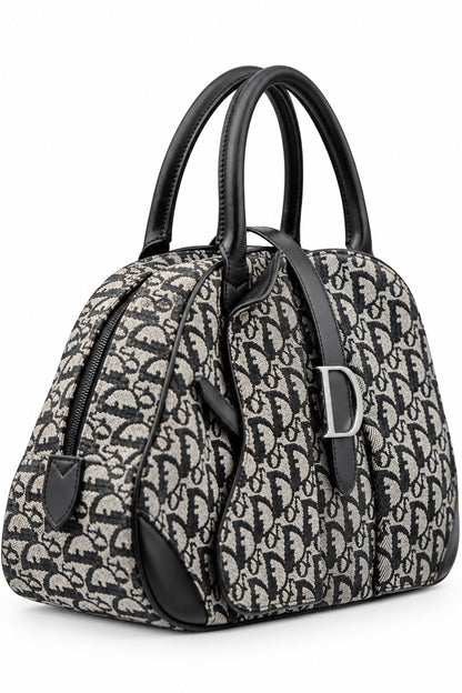 Dior Diorissimo Canvas Frame Satchel Navy Beige SHW