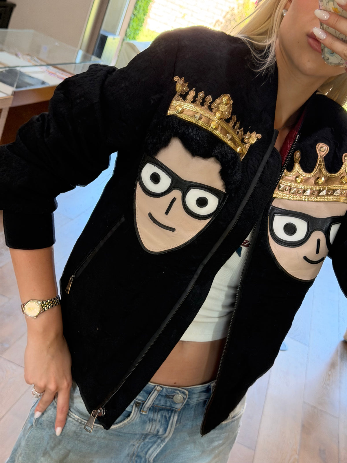 Dolce & Gabbana Black Crown Portrait Jacket