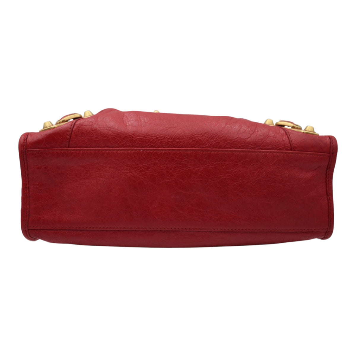 Balenciaga Leather Small Metallic Edge City Bag Red GHW