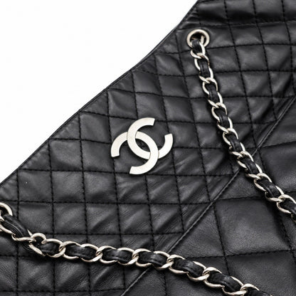 Chanel Quilted Lambskin Chain Shoulder Tote Black SHW