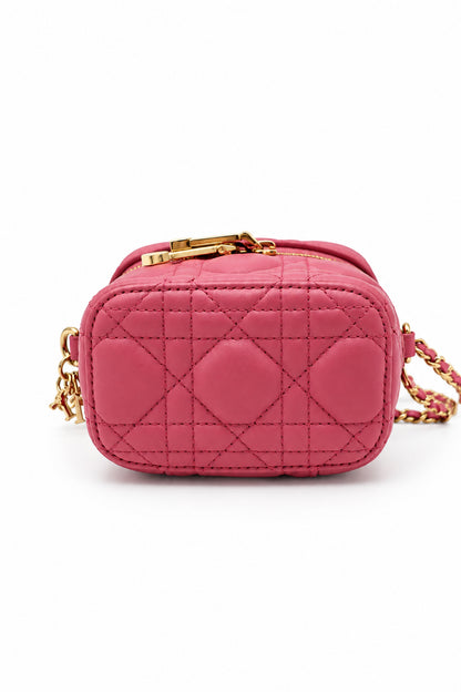 Dior Cannage Lambskin Lady Dior Micro Vanity Case Burgundy SHW