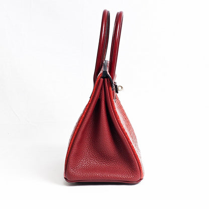 Hermès Birkin 30 55 Rouge Togo & Matte Alligator, Palladium Hardware , R stamp in square, PHW