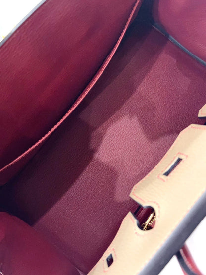 Hermès Birkin 25 HSS Etoupe, Rouge H, Chèvre leather, GHW, Y stamp