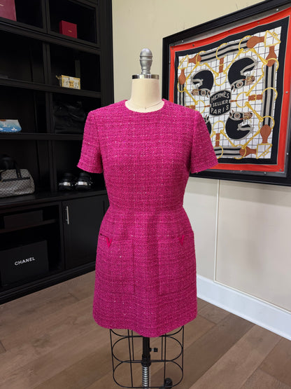 Valentino Fuchsia Sequin Tweed Dress