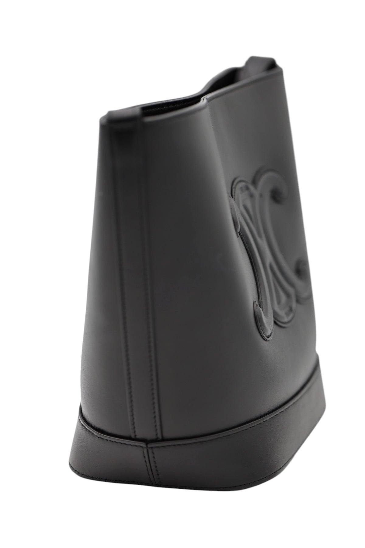 Celine Leather Triomphe Bucket Bag Black