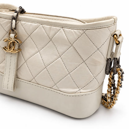 Chanel Quilted Leather Gabrielle Hobo Bag Ivory GHW SHW