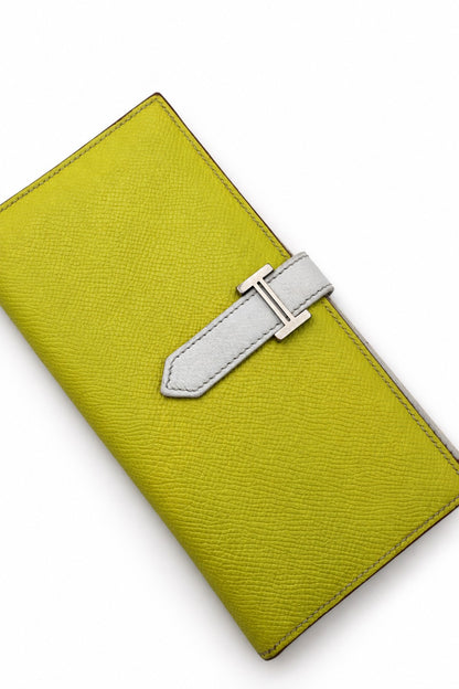 Hermès Leather Béarn Wallet Yellow White PHW