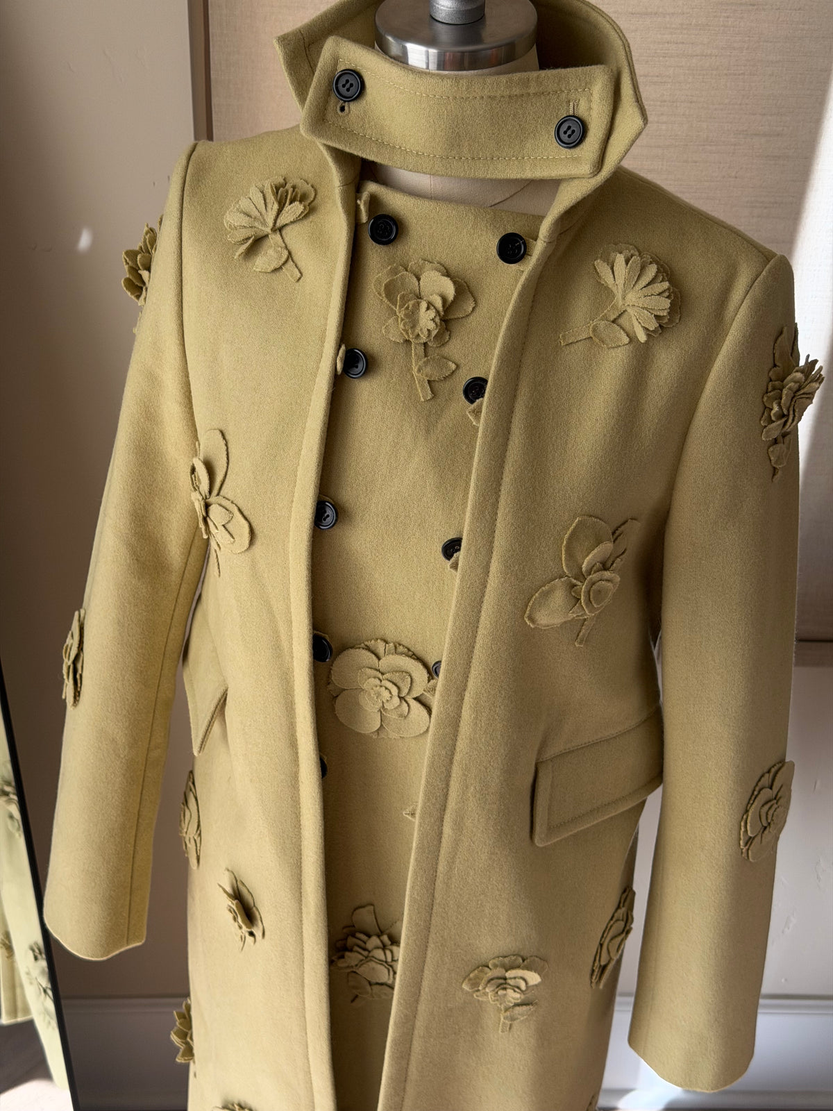 Valentino Limited Edition Avocado Floral Wool Coat