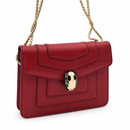 Bvlgari Leather Serpenti Forever Shoulder Bag Burgundy