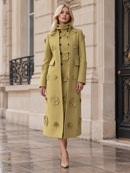 Valentino Limited Edition Avocado Floral Wool Coat