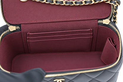 Chanel Quilted Leather Vanity Case Black