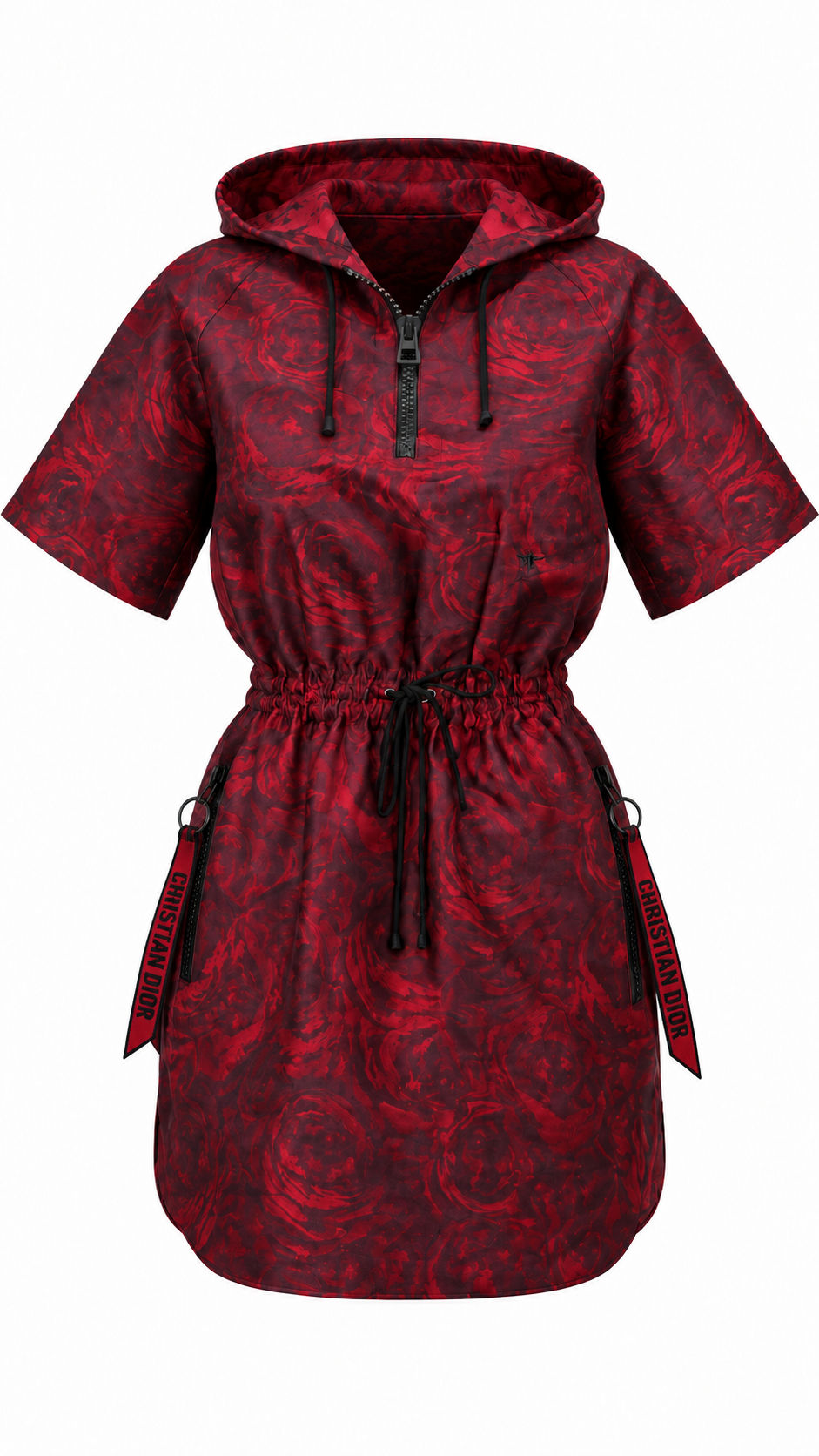 Dior Contrast Rose Print Bee Embroidered Dress